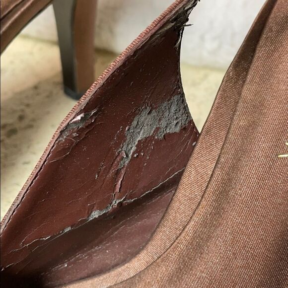 Metaphor Brown Peep Toe 3.5” Heel With Rhinestones and Buckle Ankle Strap Size 9 - Picture 2 of 15